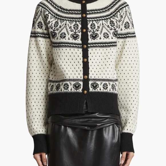 KHAITE Black and Cream Patterned Cardigan - Picture 2 of 8